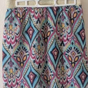Lilly Pulitzer Boho Tribal Print Mini Skirt Gold Waistband Size Small